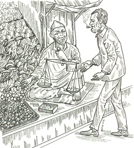 A conversation with a vegetable seller