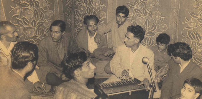 Ghulam Nabi Dolwal performing at a marriage function (June, 1972)